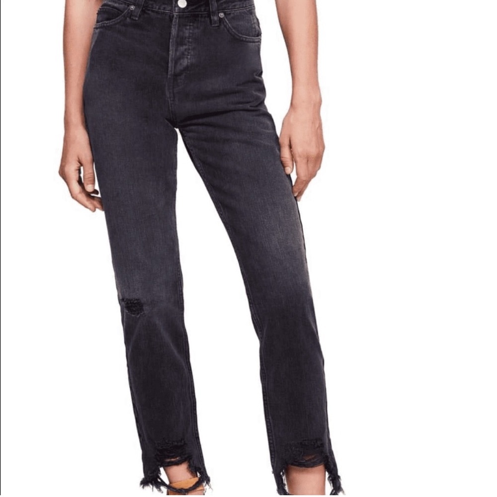 FP black straight leg midrise jeans